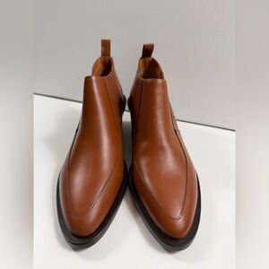 Robert Clergerie Paris Leather Ankle Boots Cognac Brown Block Heel EU 37 (6.5-7)